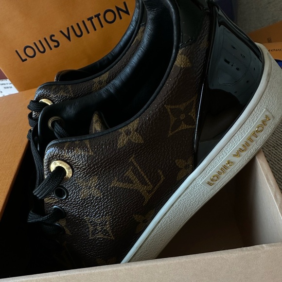 Louis Vuitton Monogram Canvas Patent Leather Front Row Sneakers - Size 38 - Picture 11 of 12